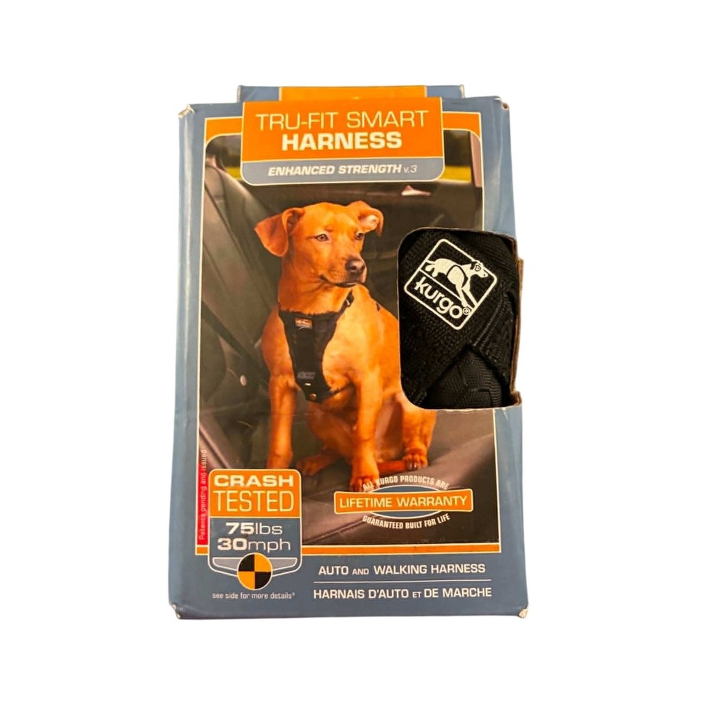 Kurgo Tru-Fit Smart Dog Harness Small Black Crash Tested Enhanced Strength